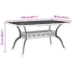 Mesa de jardín aluminio fundido blanco 150x90x72 cm