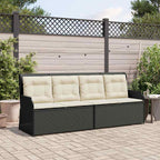 Sillón reclinable de jardín con cojines ratán sintético negro