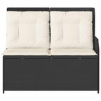 Sillón reclinable de jardín con cojines ratán sintético negro