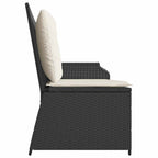Sillón reclinable de jardín con cojines ratán sintético negro