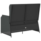 Sillón reclinable de jardín con cojines ratán sintético negro