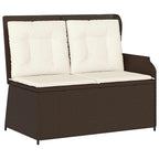 Sillón reclinable de jardín con cojines ratán sintético marrón