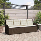 Sillón reclinable de jardín con cojines ratán sintético marrón