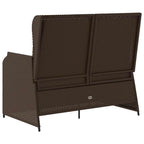 Sillón reclinable de jardín con cojines ratán sintético marrón