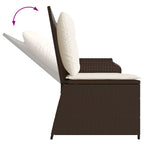 Sillón reclinable de jardín con cojines ratán sintético marrón