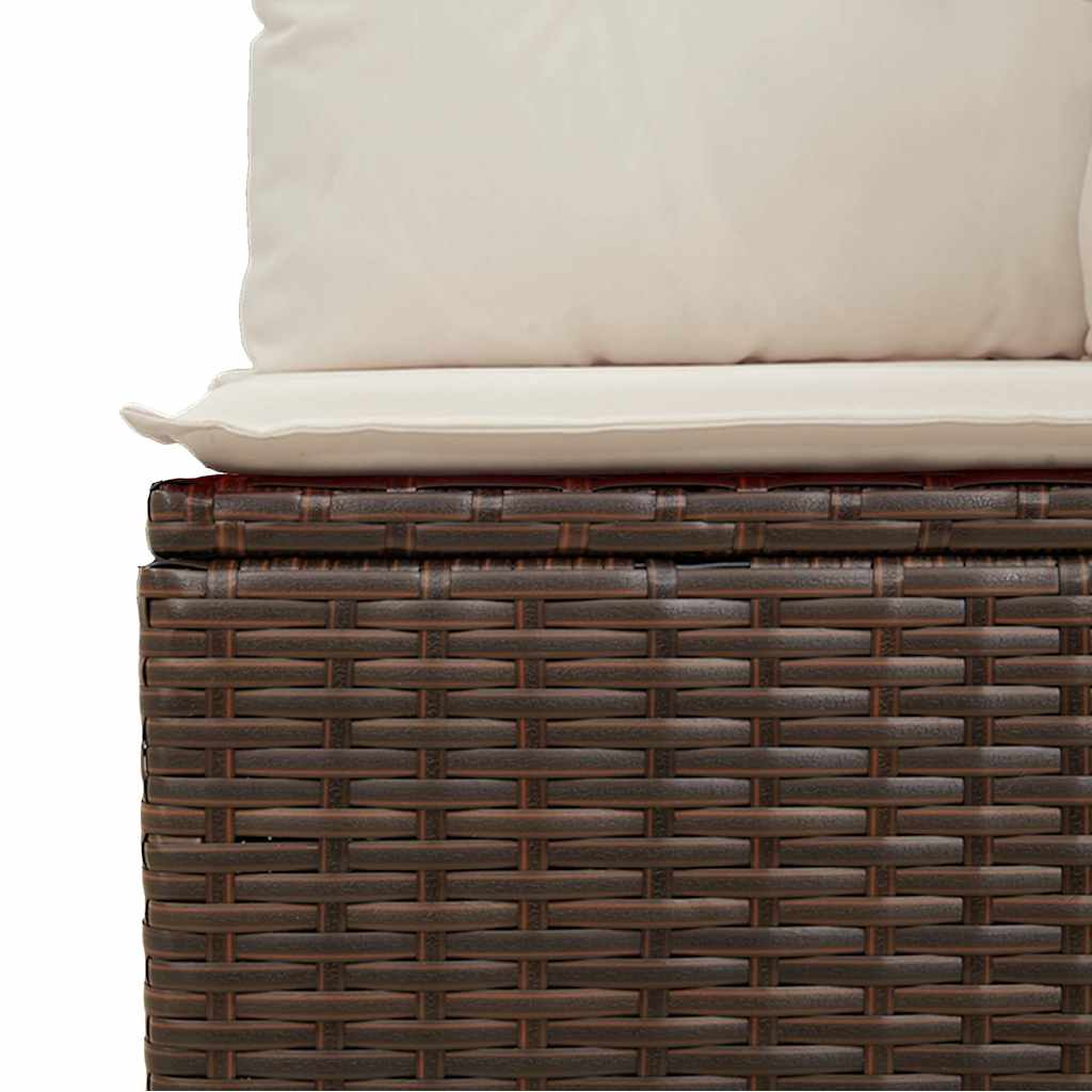Sillón reclinable de jardín con cojines ratán sintético marrón
