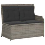Sillón reclinable de jardín con cojines ratán sintético gris