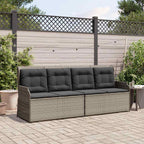 Sillón reclinable de jardín con cojines ratán sintético gris