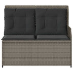 Sillón reclinable de jardín con cojines ratán sintético gris