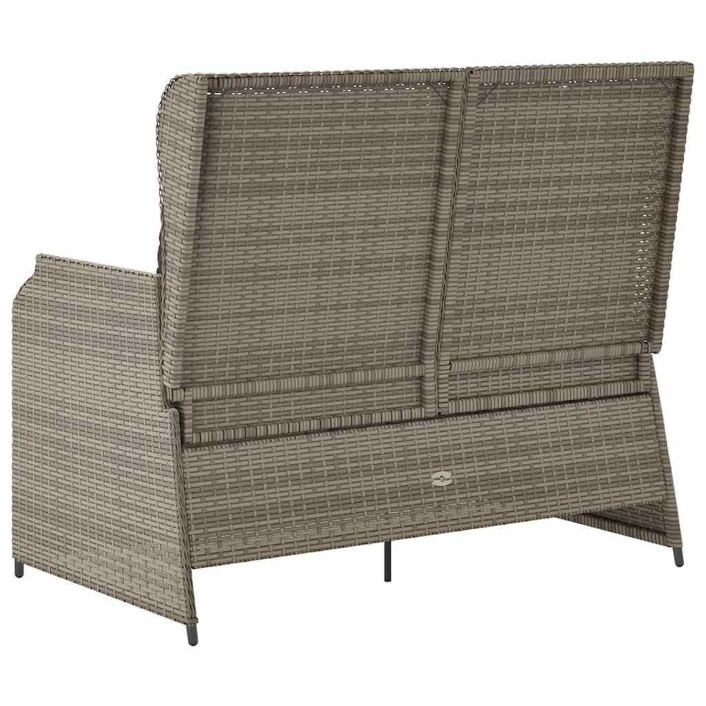 Sillón reclinable de jardín con cojines ratán sintético gris