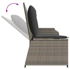 Sillón reclinable de jardín con cojines ratán sintético gris