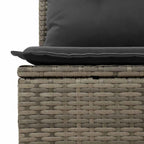 Sillón reclinable de jardín con cojines ratán sintético gris