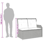 Sillón reclinable de jardín con cojines ratán sintético gris