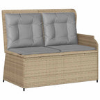 Sillón reclinable de jardín con cojines ratán sintético beige