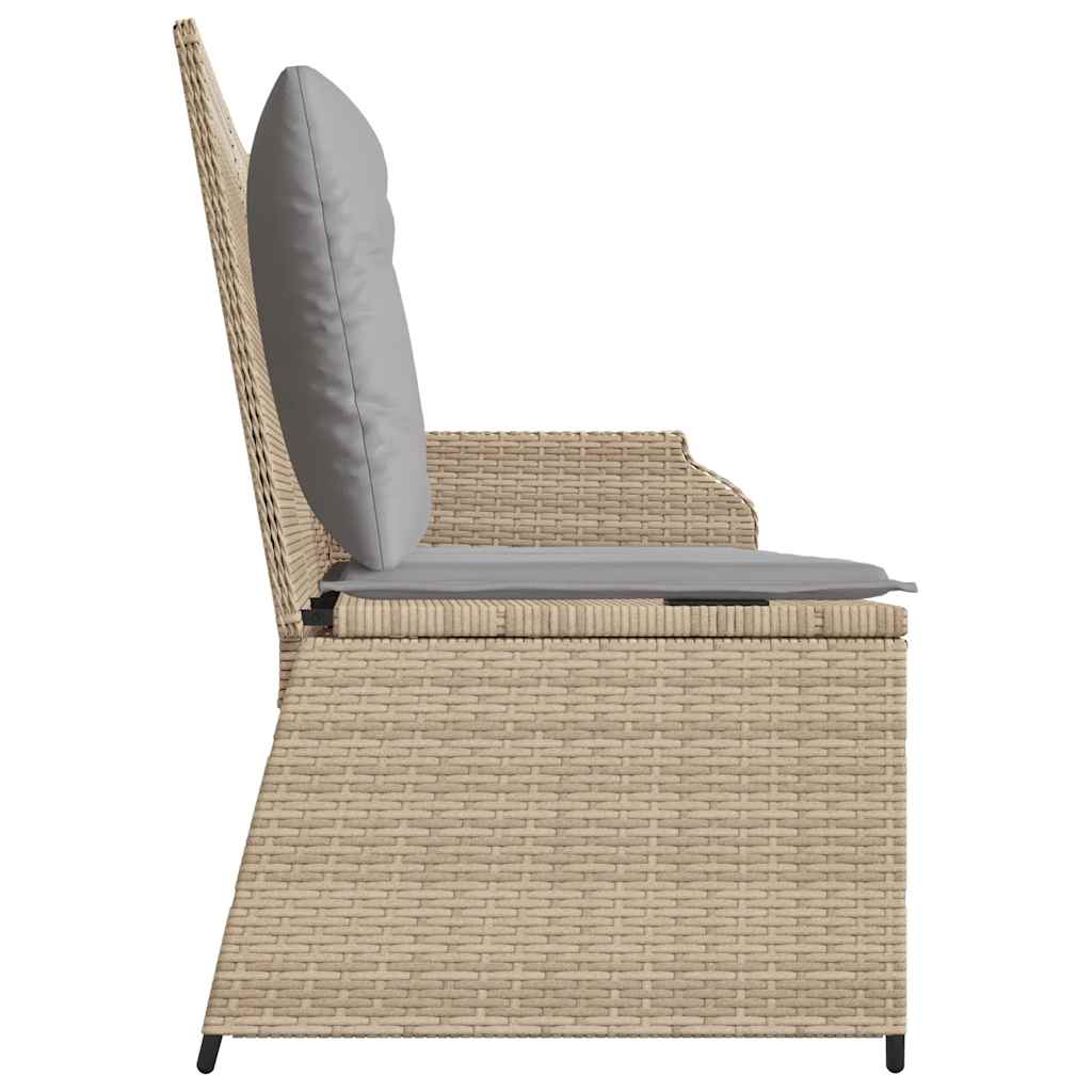 Sillón reclinable de jardín con cojines ratán sintético beige