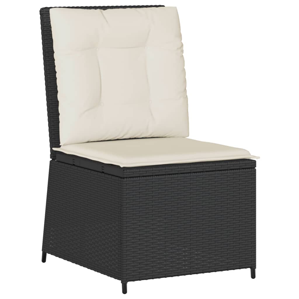 Sillón reclinable con cojines ratán sintético negro