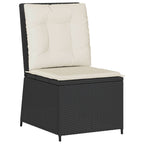 Sillón reclinable con cojines ratán sintético negro