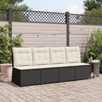 Sillón reclinable con cojines ratán sintético negro