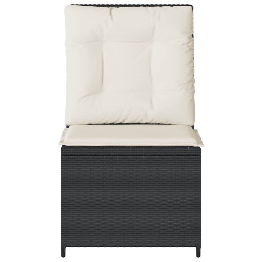 Sillón reclinable con cojines ratán sintético negro