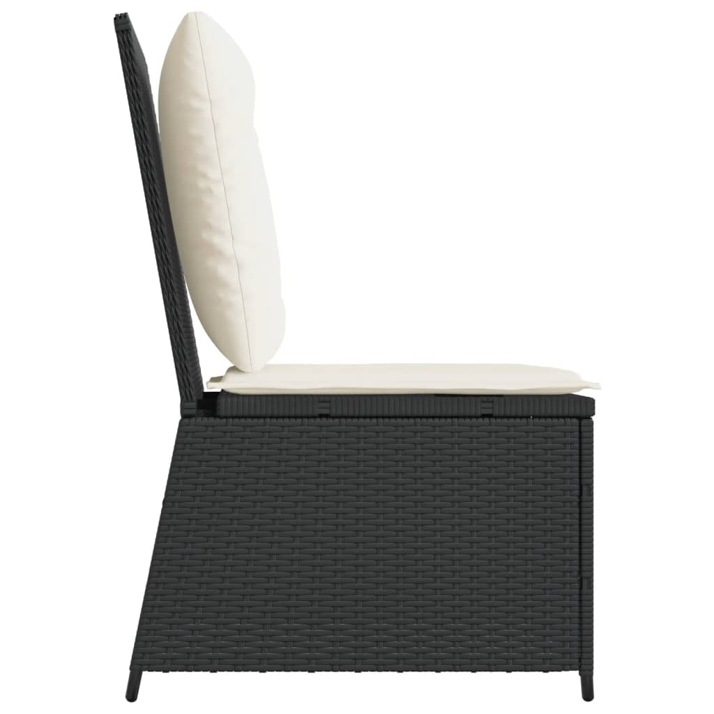 Sillón reclinable con cojines ratán sintético negro