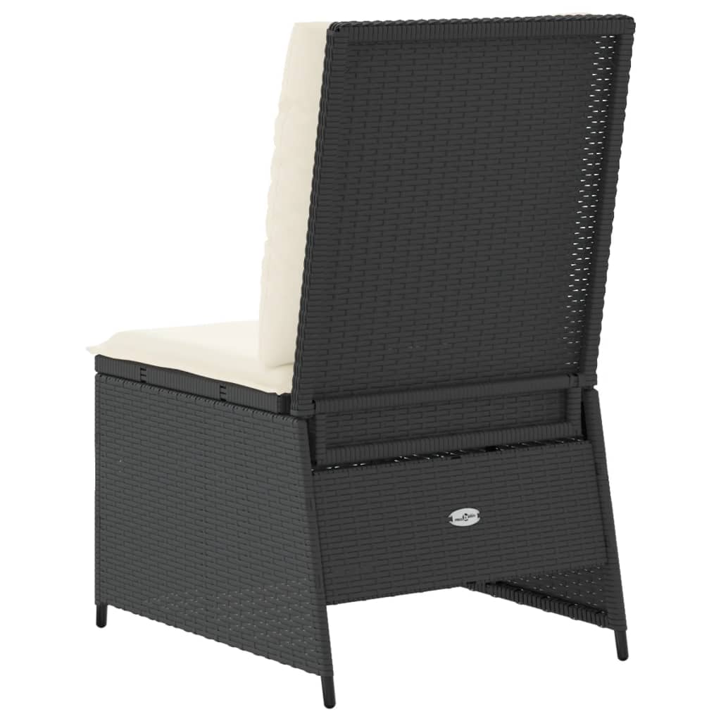 Sillón reclinable con cojines ratán sintético negro
