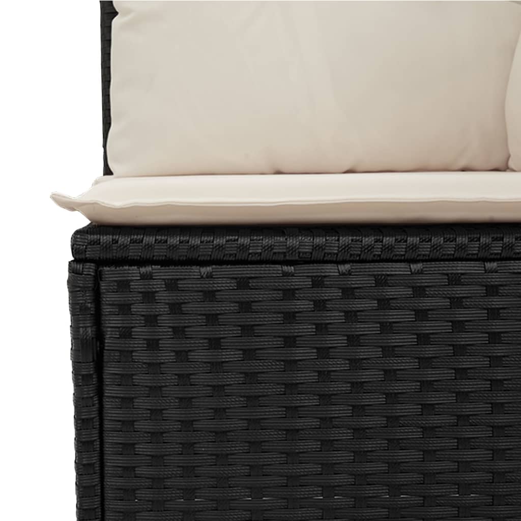 Sillón reclinable con cojines ratán sintético negro