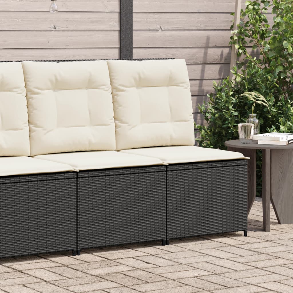 Sillón reclinable con cojines ratán sintético negro