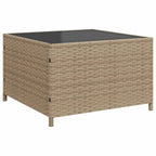 Sofá de jardín en forma de L con mesa y cojines ratán PE beige