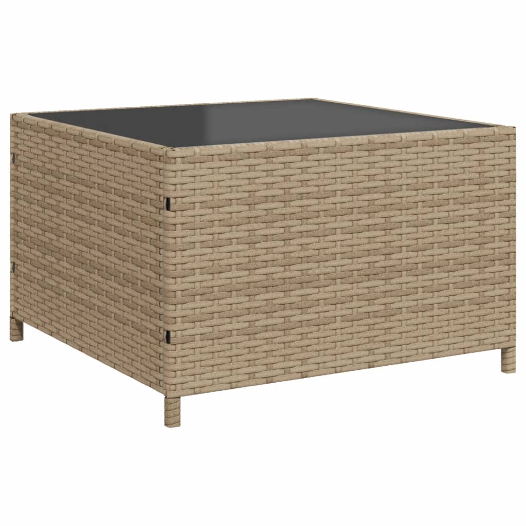 Sofá de jardín en forma de L con mesa y cojines ratán PE beige
