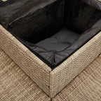 Sofá de jardín en forma de L con mesa y cojines ratán PE beige