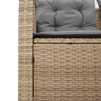 Sofá de jardín en forma de L con mesa y cojines ratán PE beige