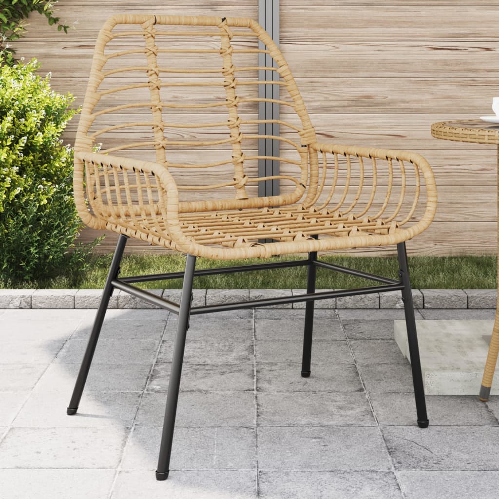 Sillón reclinable de jardín con reposapiés ratán PE beige
