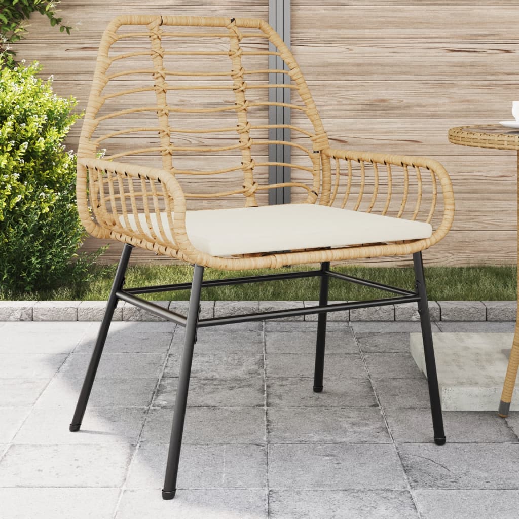 Sillón reclinable de jardín con reposapiés ratán PE beige