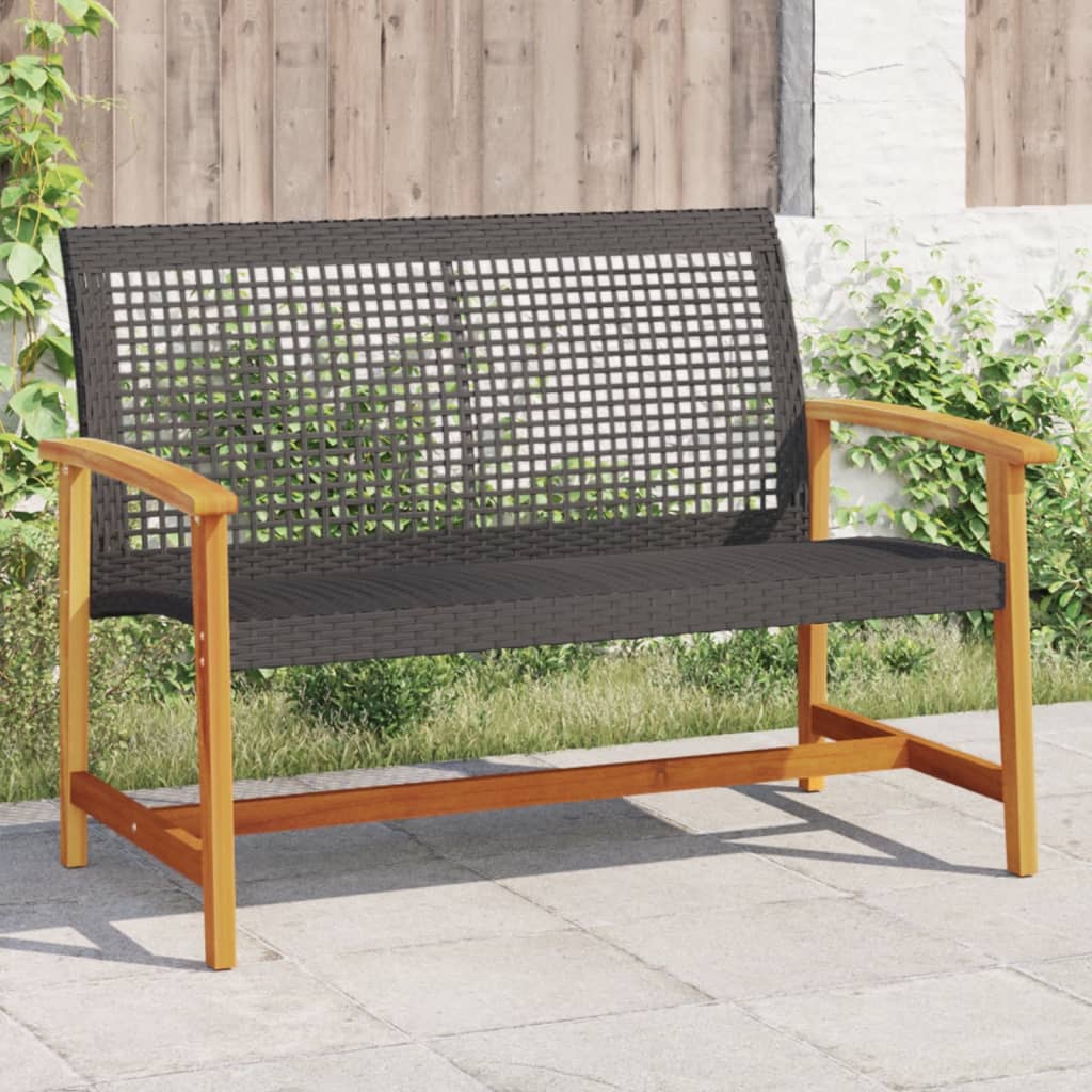 Banco de jardín madera de acacia y ratán PE beige 112 cm