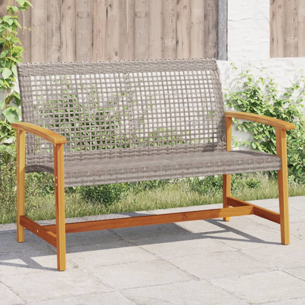 Banco de jardín madera de acacia y ratán PE beige 112 cm