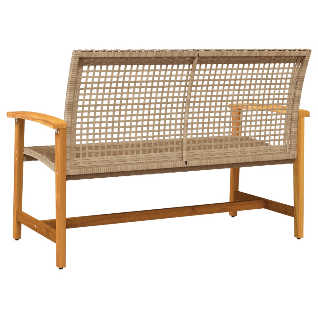 Banco de jardín madera de acacia y ratán PE beige 112 cm