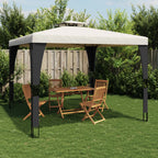 Cenador con cortinas acero color crema 3x3 m