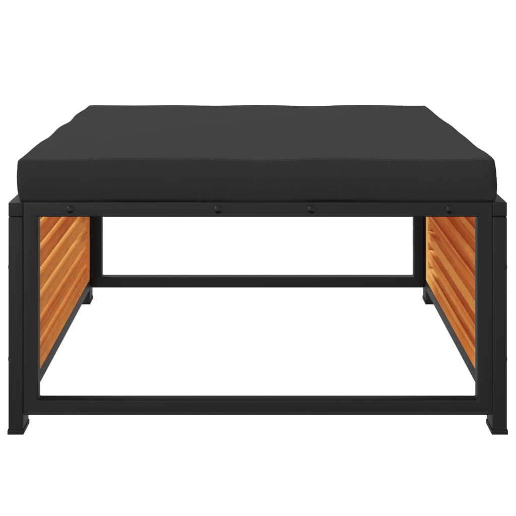 Taburete de jardín con cojín madera acacia 68x68x30 cm