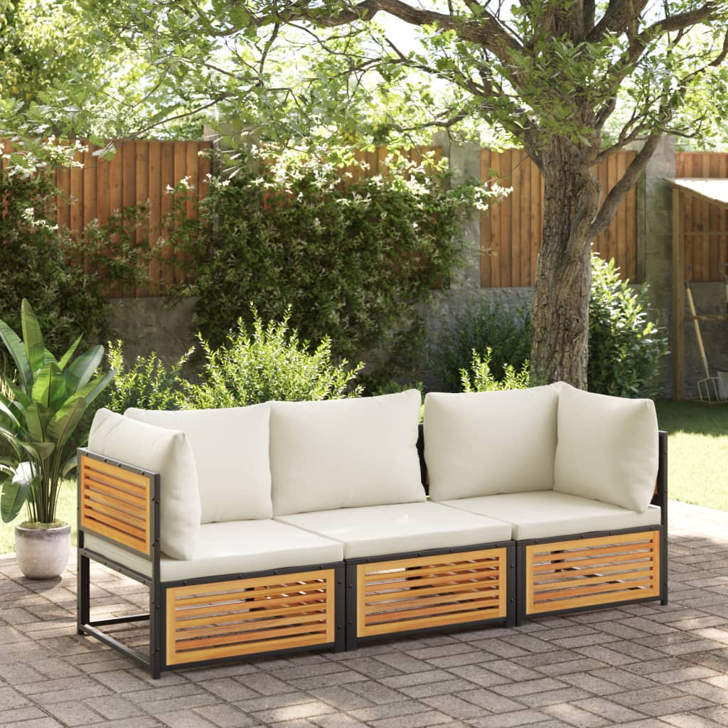 Sofá de jardín 2 plazas con cojines madera maciza de acacia