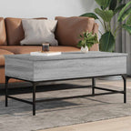 Mesa centro madera ingeniería y hierro gris Sonoma 80x80x45 cm
