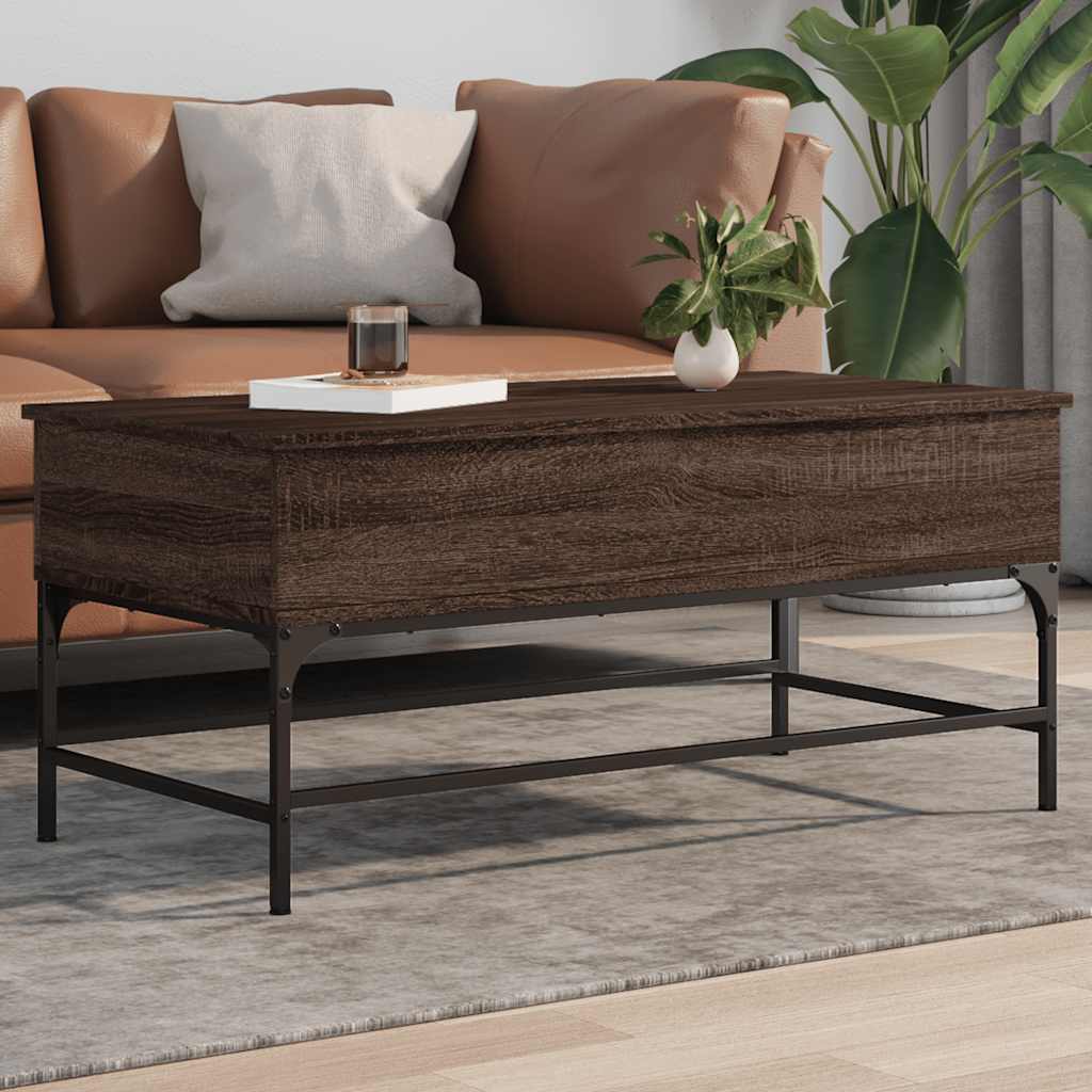 Mesa centro madera ingeniería y hierro gris Sonoma 80x80x45 cm