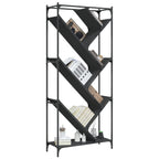 Estantería de madera de ingeniería y metal negro 79x30x180 cm