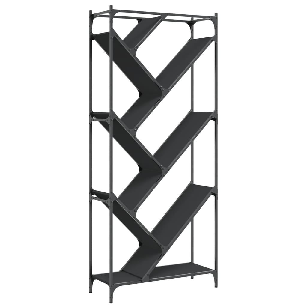 Estantería de madera de ingeniería y metal negro 79x30x180 cm