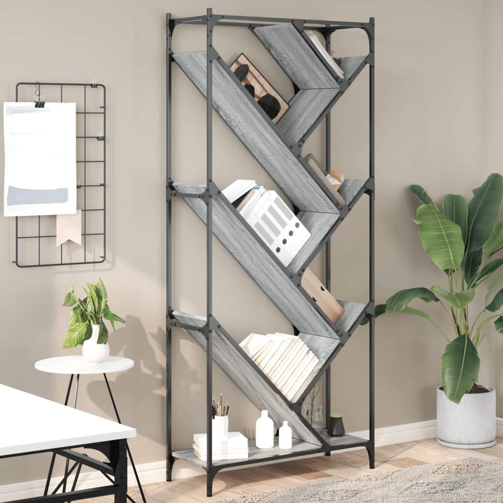 Smoked oak engineered wood shelving unit 70x36x189 cm