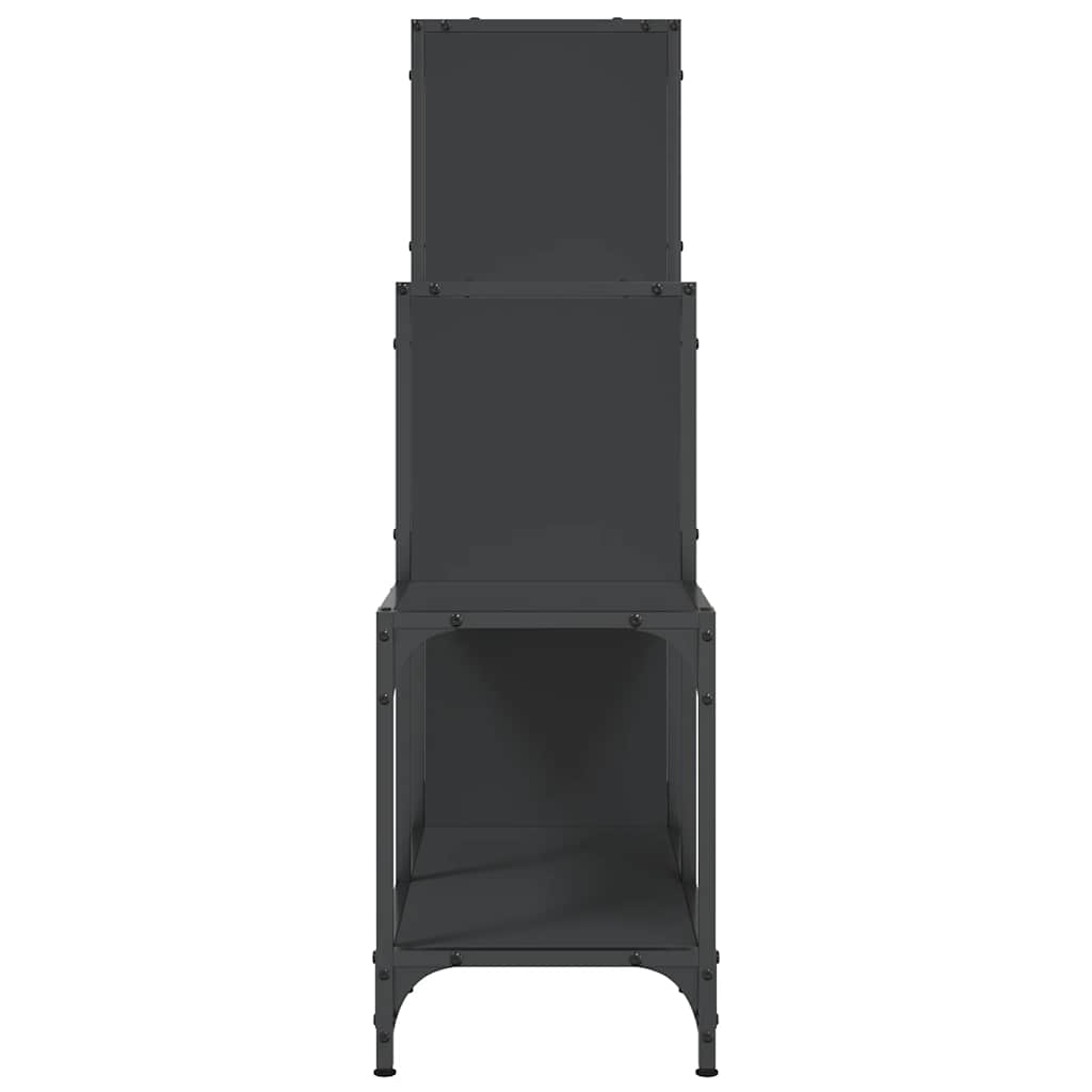 Estantería de madera de ingeniería y metal negro 92x30x102 cm
