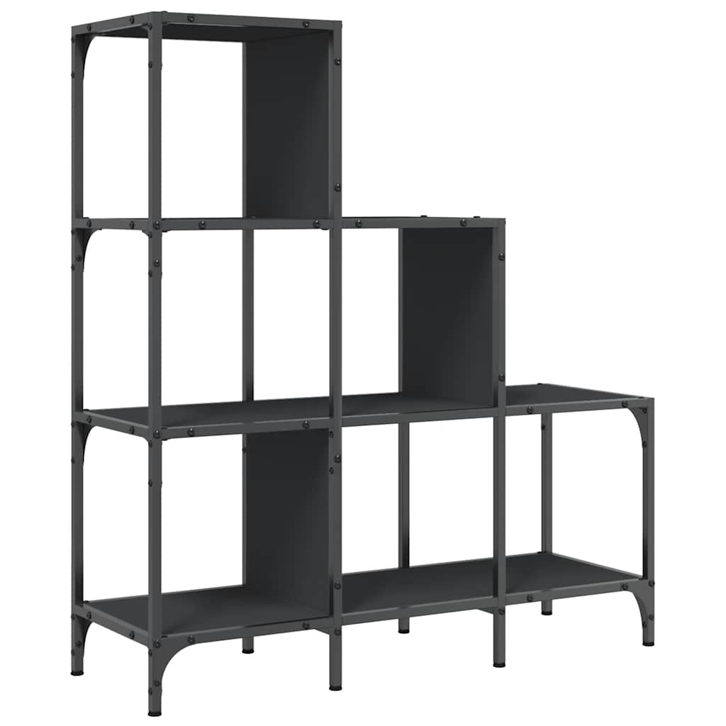 Estantería de madera de ingeniería y metal negro 92x30x102 cm