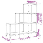 Estantería de madera de ingeniería y metal negro 92x30x102 cm