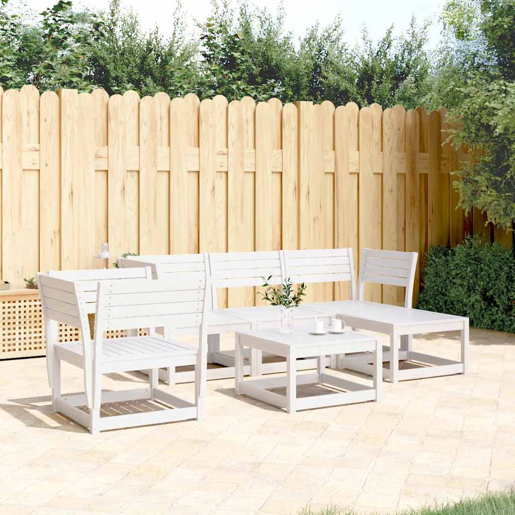 Juego de muebles jardín 7 pzas madera maciza pino marrón cera