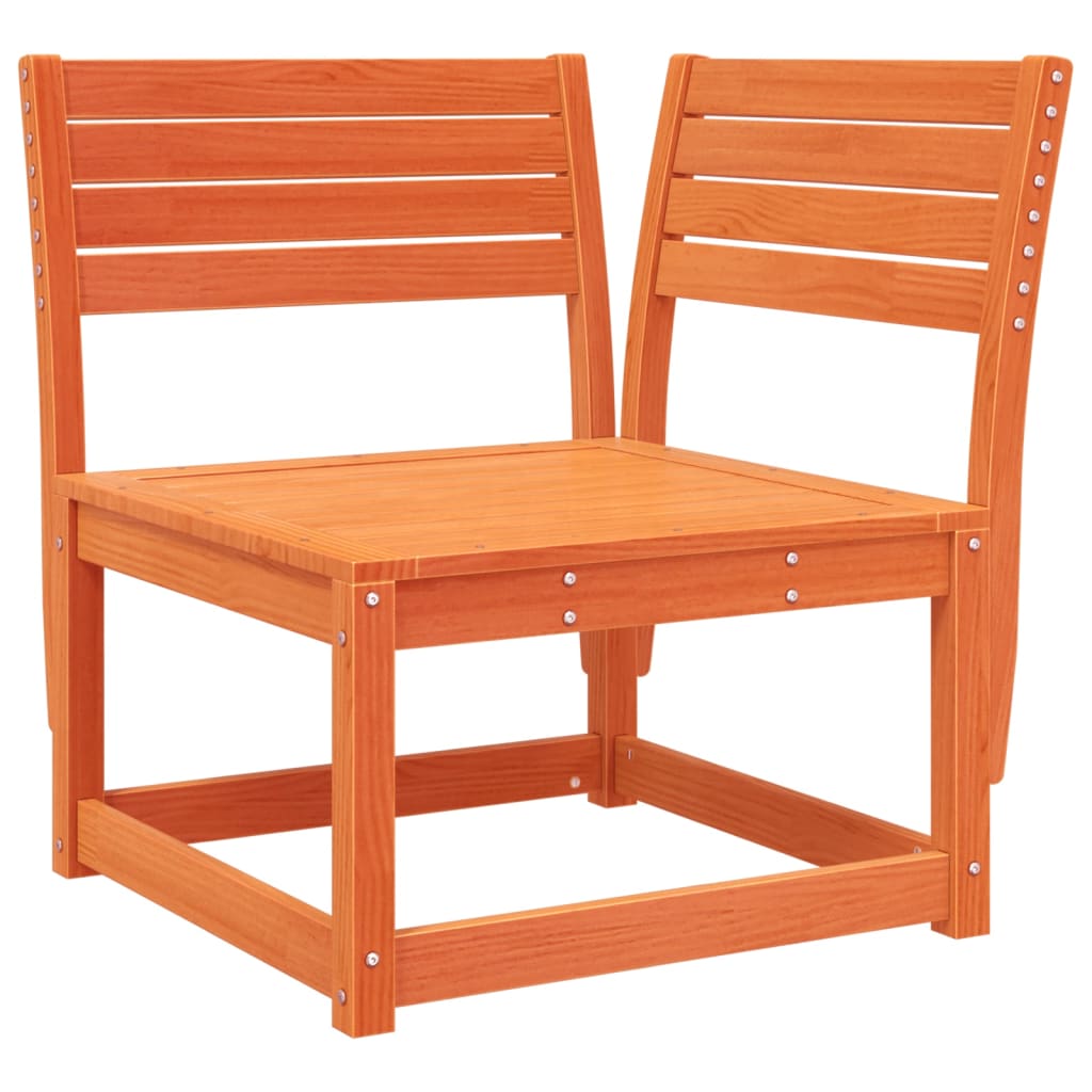 Juego de muebles jardín 7 pzas madera maciza pino marrón cera