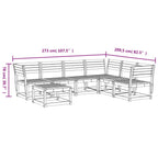Juego de muebles jardín 7 pzas madera maciza pino marrón cera